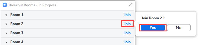 This image shows for Windows users, they should click on Join and then Yes beside the room you would like to join. 